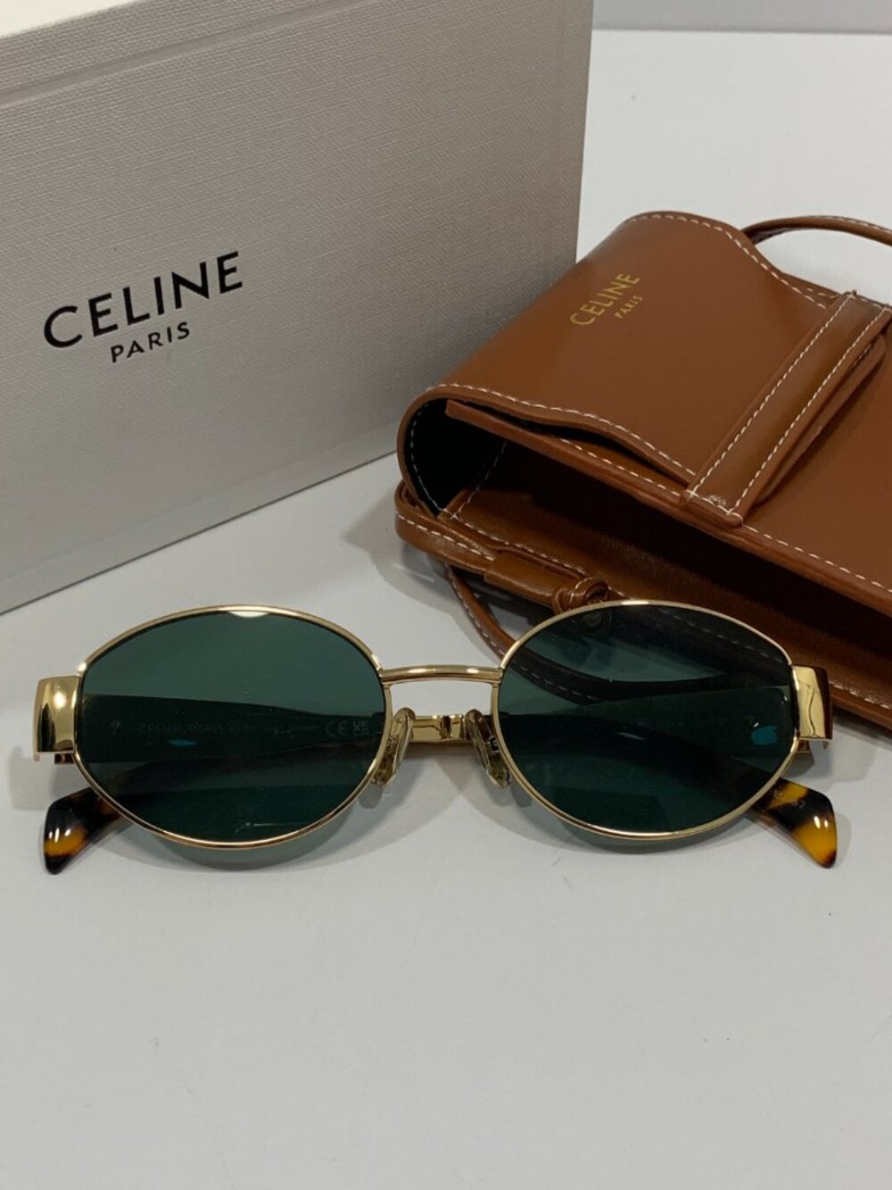 Celine Gold‑Tone Metal Oval Sunglasses